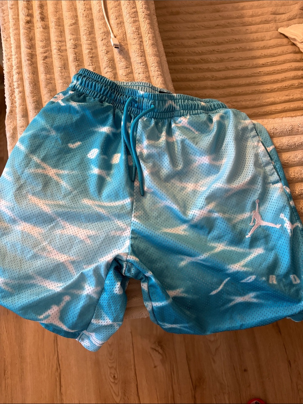 Jordan Boy’s  Light Blue Tie-Dye Athletic Mesh Shorts